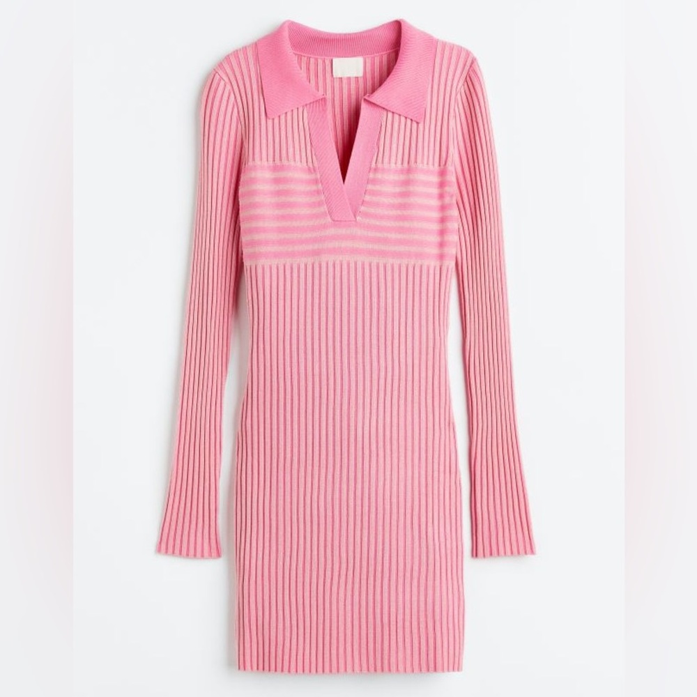 H&M Rib-knit Dress with Collar
